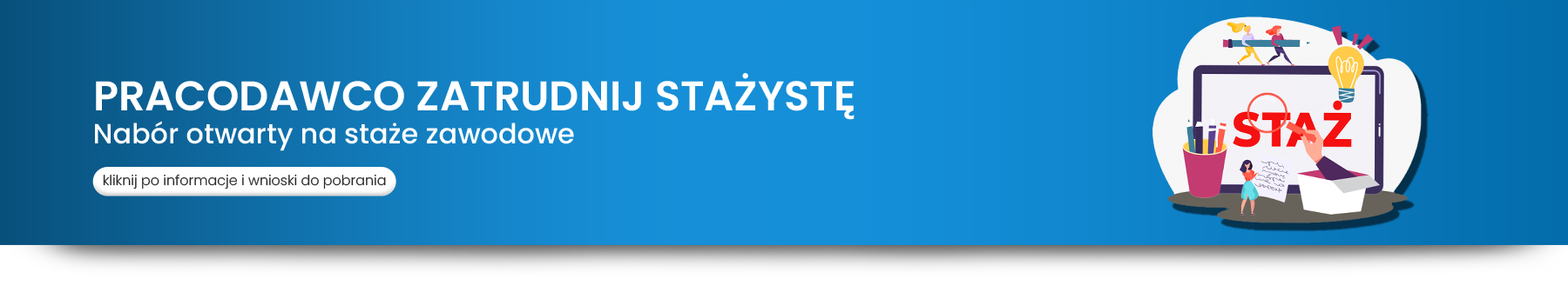 Baner przedstawiający promocje staży zawodowych