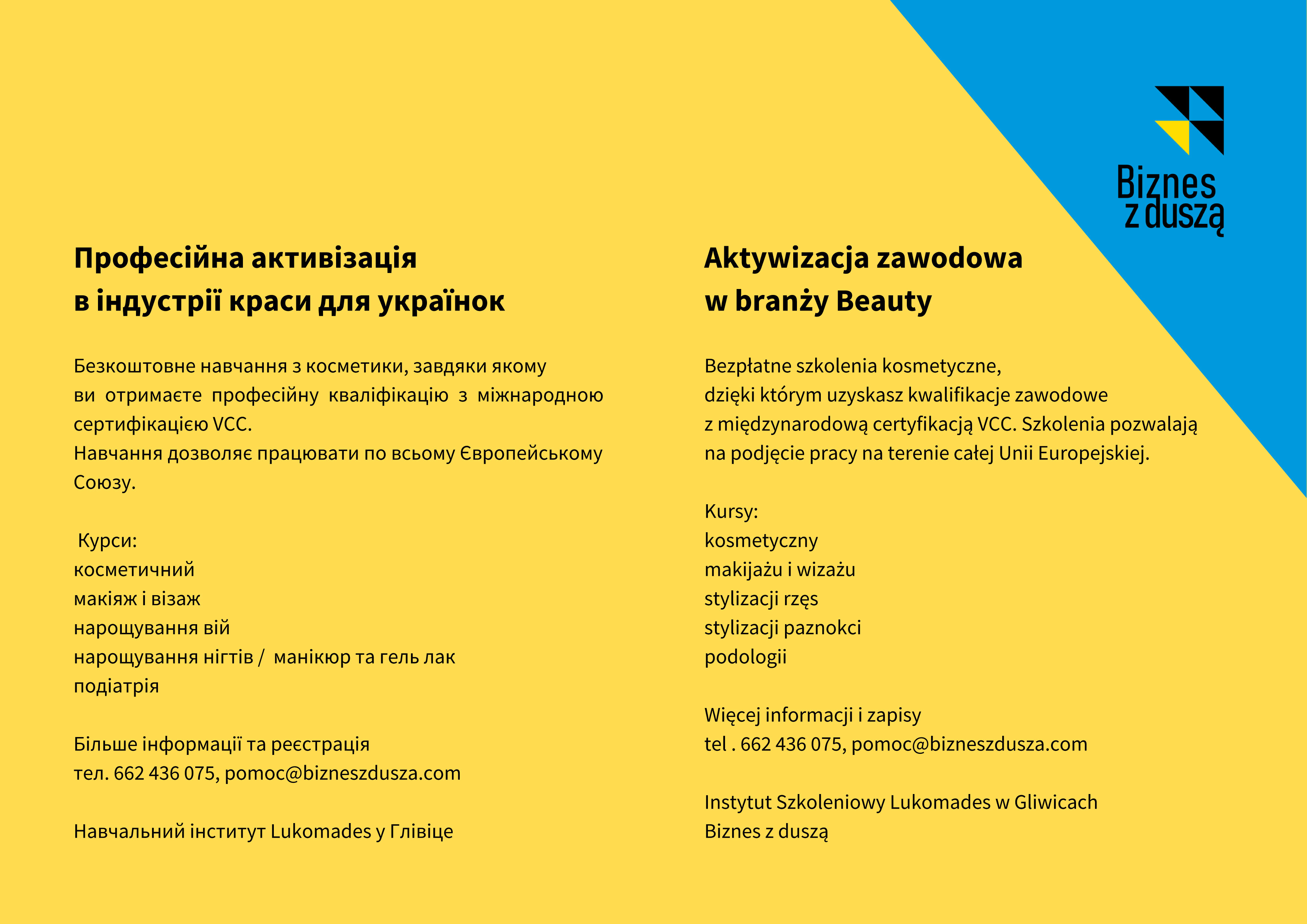 baner z napisem szkolenie dla kobiet z Ukrainy