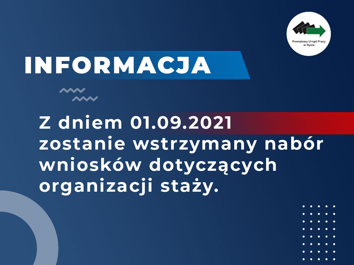 informacja o zakończeniu naborów wniosków na staże