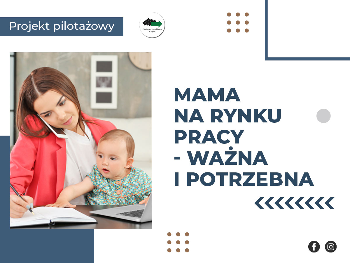baner przedstawiający mamę z dzieckiem i napis mama-na-rynku-pracy