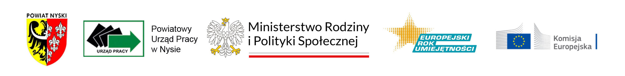 EDP logotypy Urząd Pracy, Starostwo, MRiPS, Europejski rok umiejętności, KE