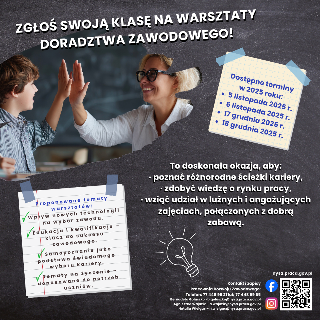 Zdjęcie artykułu Zgłoś swoją klasę na warsztaty doradztwa zawodowego!