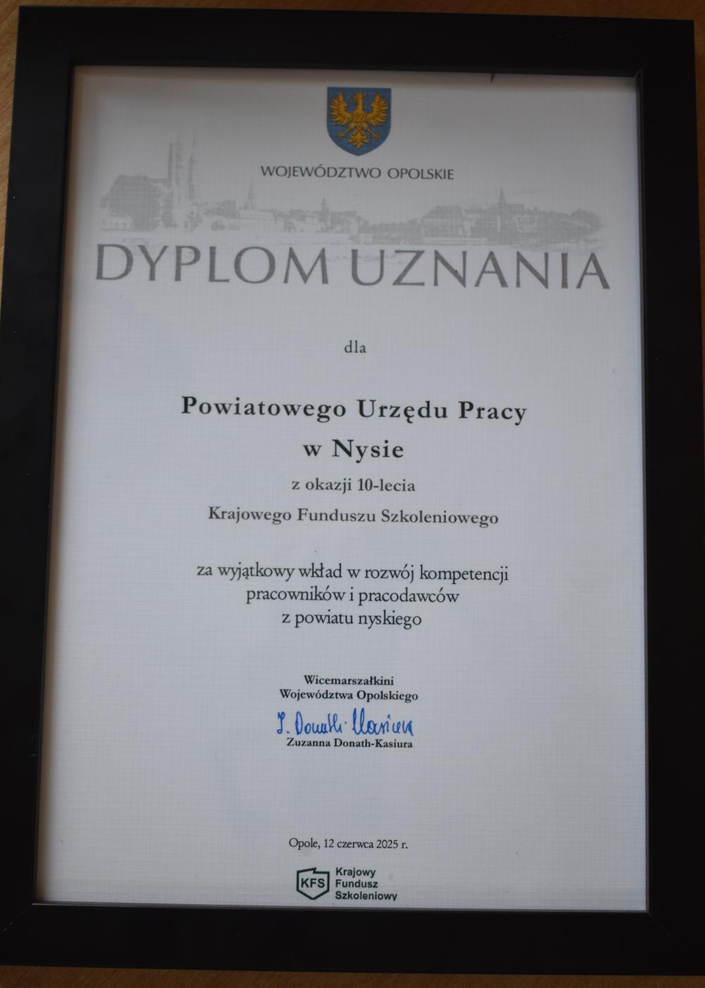 zdjęcie dyplom gala KFS