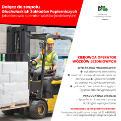 Zdjęcie artykułu Zostań kierowcą operatorem wózków jezdniowych w Głuchołaskich Zakładach Papierniczych